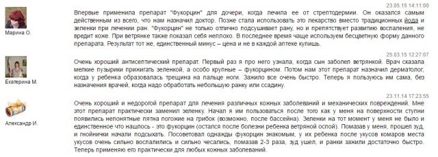 Отзывы о применении Фукорцина при ветрянке